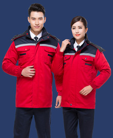 冬季棉衣拼色工作服款式