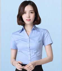 淺藍色V領襯衫定制