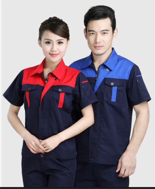 夏季滌棉工作服款式圖片(圖2) 半袖工作服正面