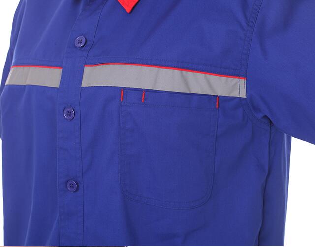 夏季半袖工作服 石油防靜電工作服(圖5) 工作服正面細節圖