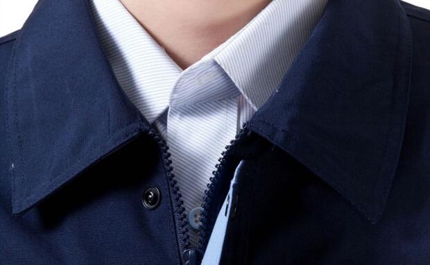 經典純棉長袖工作服廠家定做(圖4) 純棉工作服領口設計