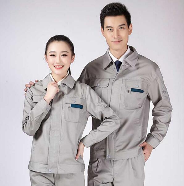 春秋全棉工作服定制(圖1) 灰色全棉工作服