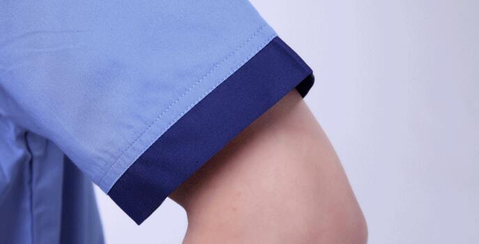 淺藍色純棉半袖工作服(圖4) 純棉工作服袖口拼色