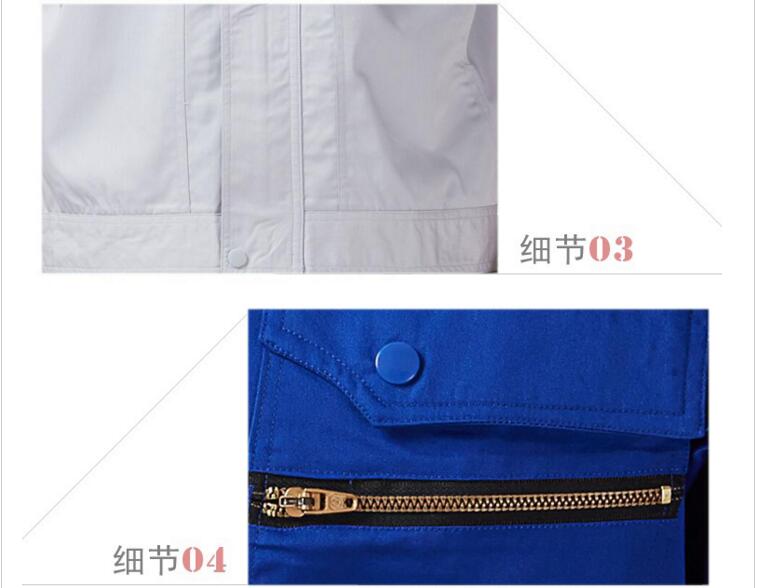 夏季藍(lán)色純棉工作服系列(圖6) 純棉工作服門襟拉鎖工藝圖