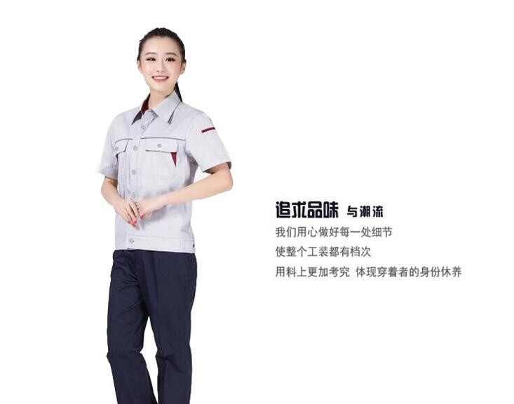 夏季銀灰色滌棉工服款式圖(圖2) 銀灰色工服款式圖2
