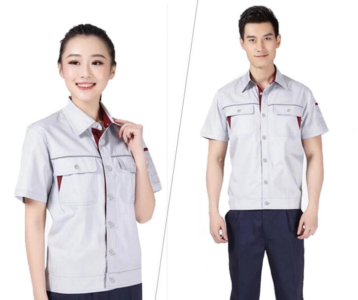 夏季銀灰色滌棉工服款式圖(圖3) 銀灰色工服款式圖3