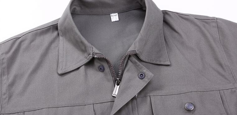 藍(lán)色長(zhǎng)袖滌棉工服訂做套裝(圖6) 灰色領(lǐng)口圖片