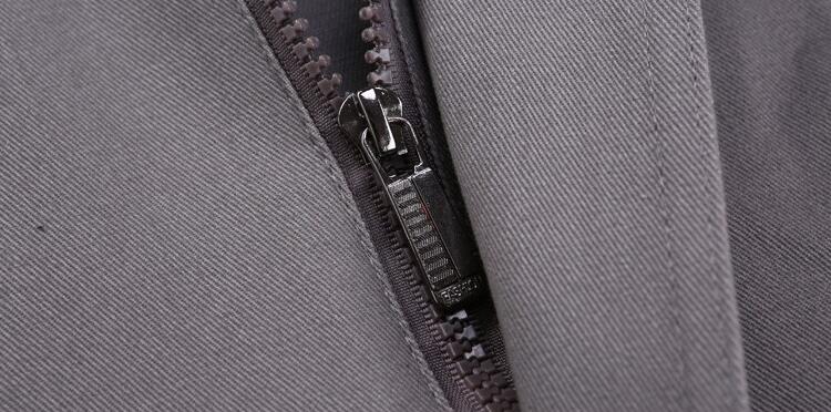 藍(lán)色長(zhǎng)袖滌棉工服訂做套裝(圖8) 工服樹(shù)脂拉鎖