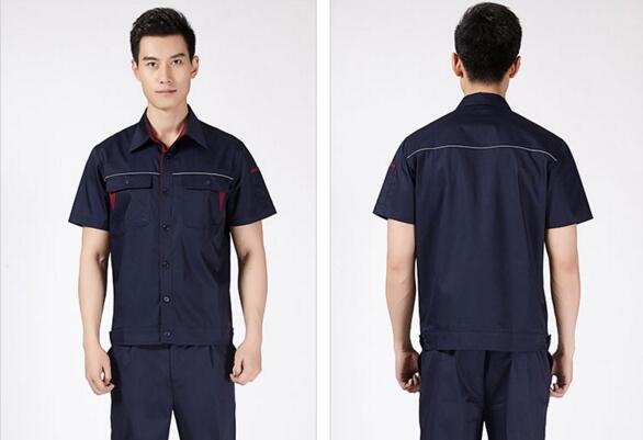 深藍色半袖工服款式(圖2) 深藍色工作服款式2