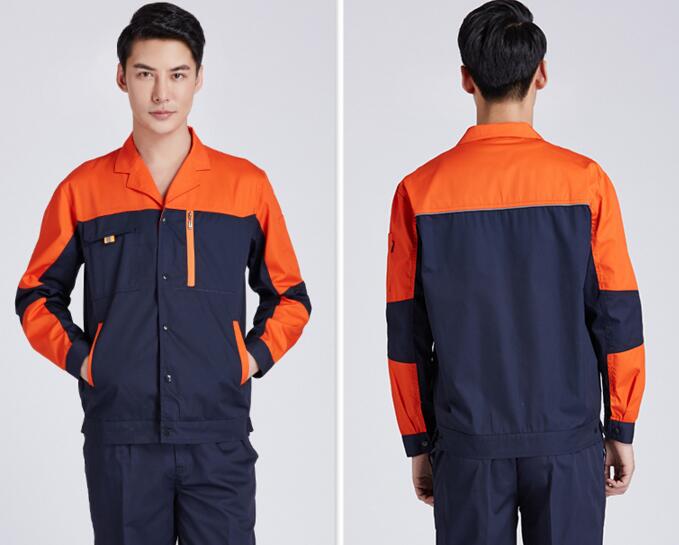 2017 新款工作服套裝系列(圖5) 橘色藍(lán)色拼接款式