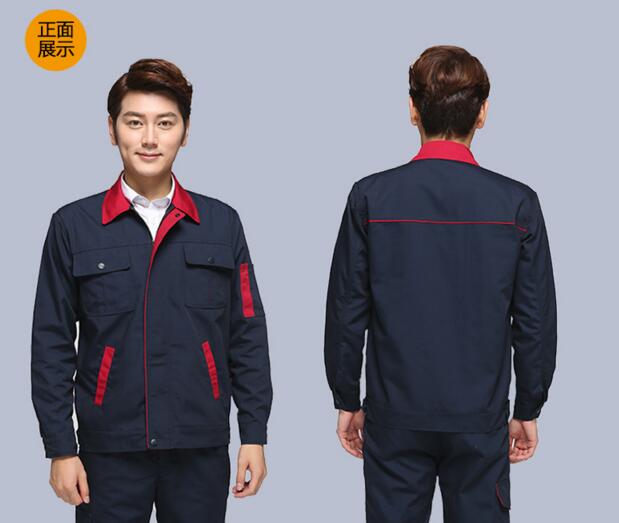 灰色春秋工服定做款式圖(圖4) 藏藍色工服背面效果圖