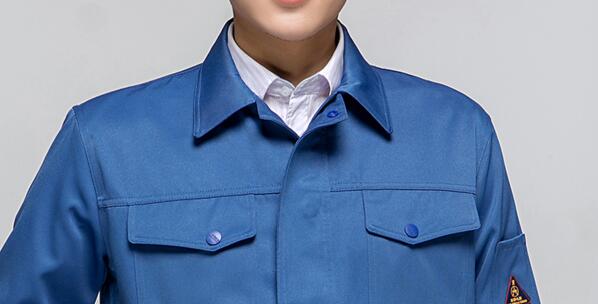 淺藍色防靜電工作服套裝(圖5) 工作服領口圖片