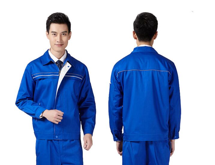 藍色純棉工作服訂做套裝(圖2) 藍色工服正面圖片