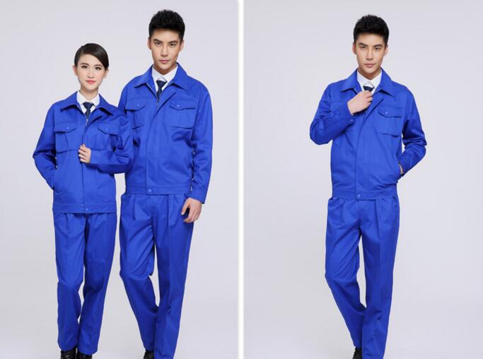 深藍色滌棉長袖工作服定制(圖4) 藍色工作服款式