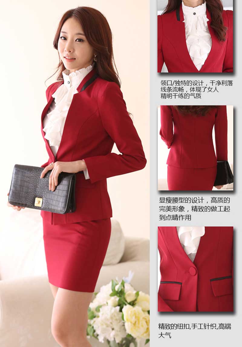紅色V領(lǐng)西服套裝(圖1) 紅色V領(lǐng)西服套裝(圖1)